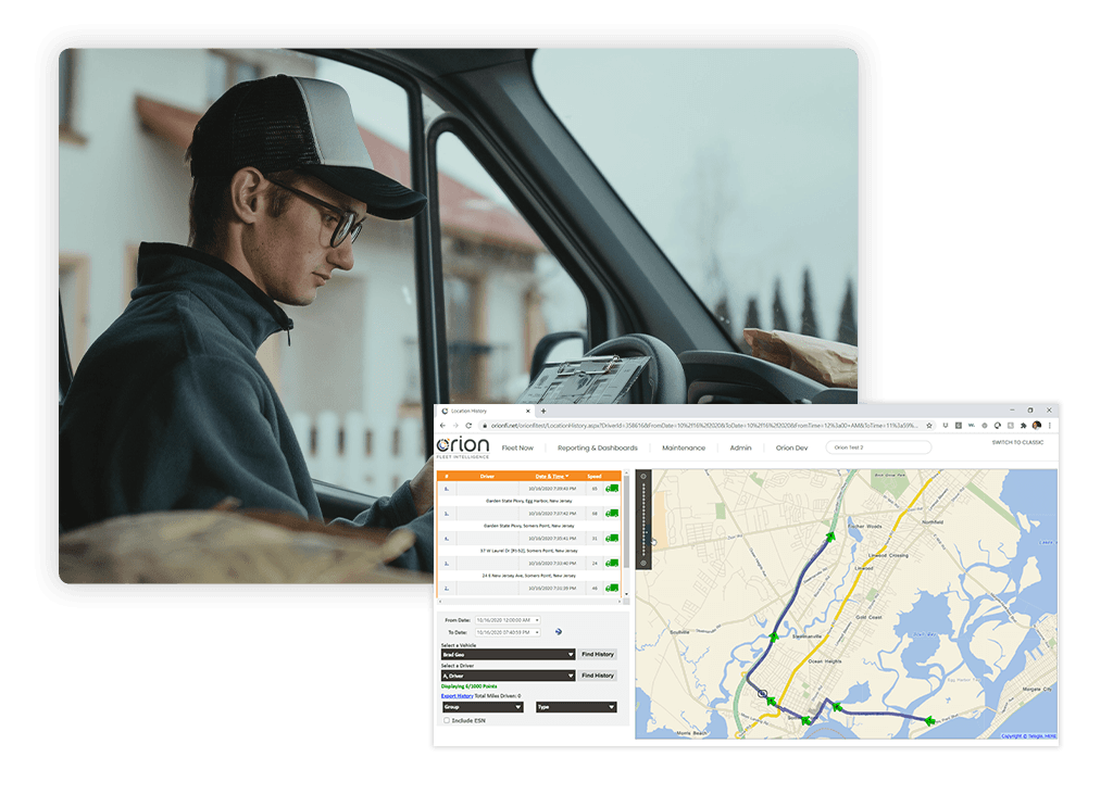 Orion advanced fleet GPS monitoring dashboard