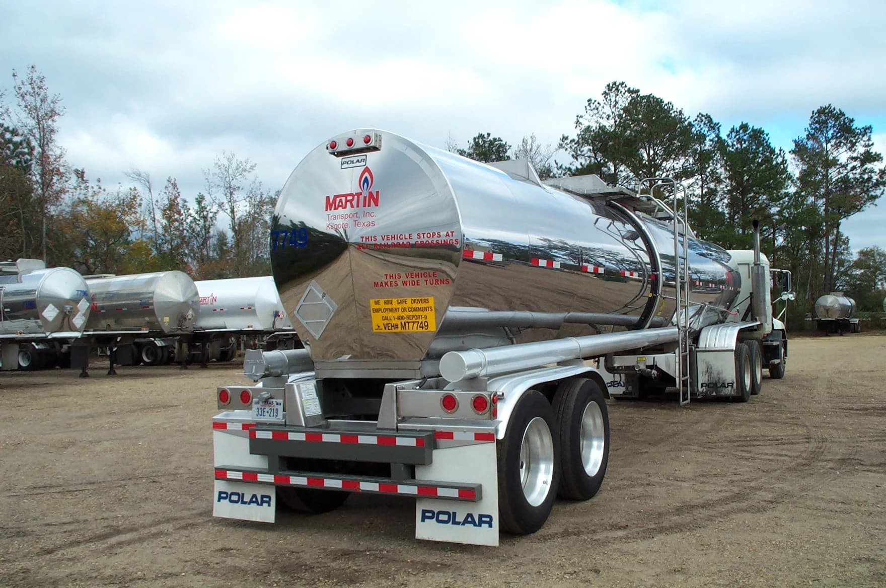 Martin Transport tanker displaying a Safety Alert 1-800 safety decal